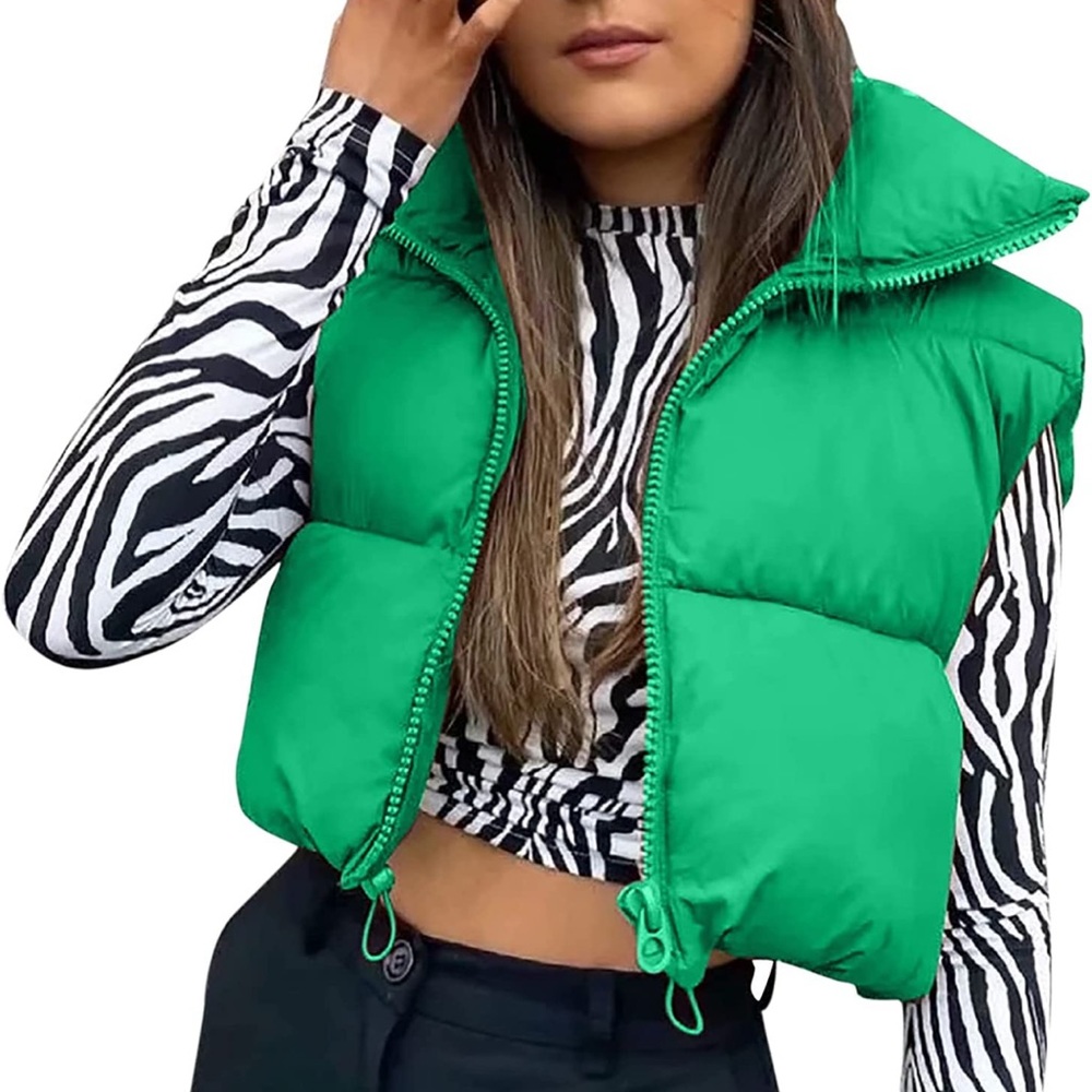 FUINLOTH CROPPED GREEN VEST SIZE XS